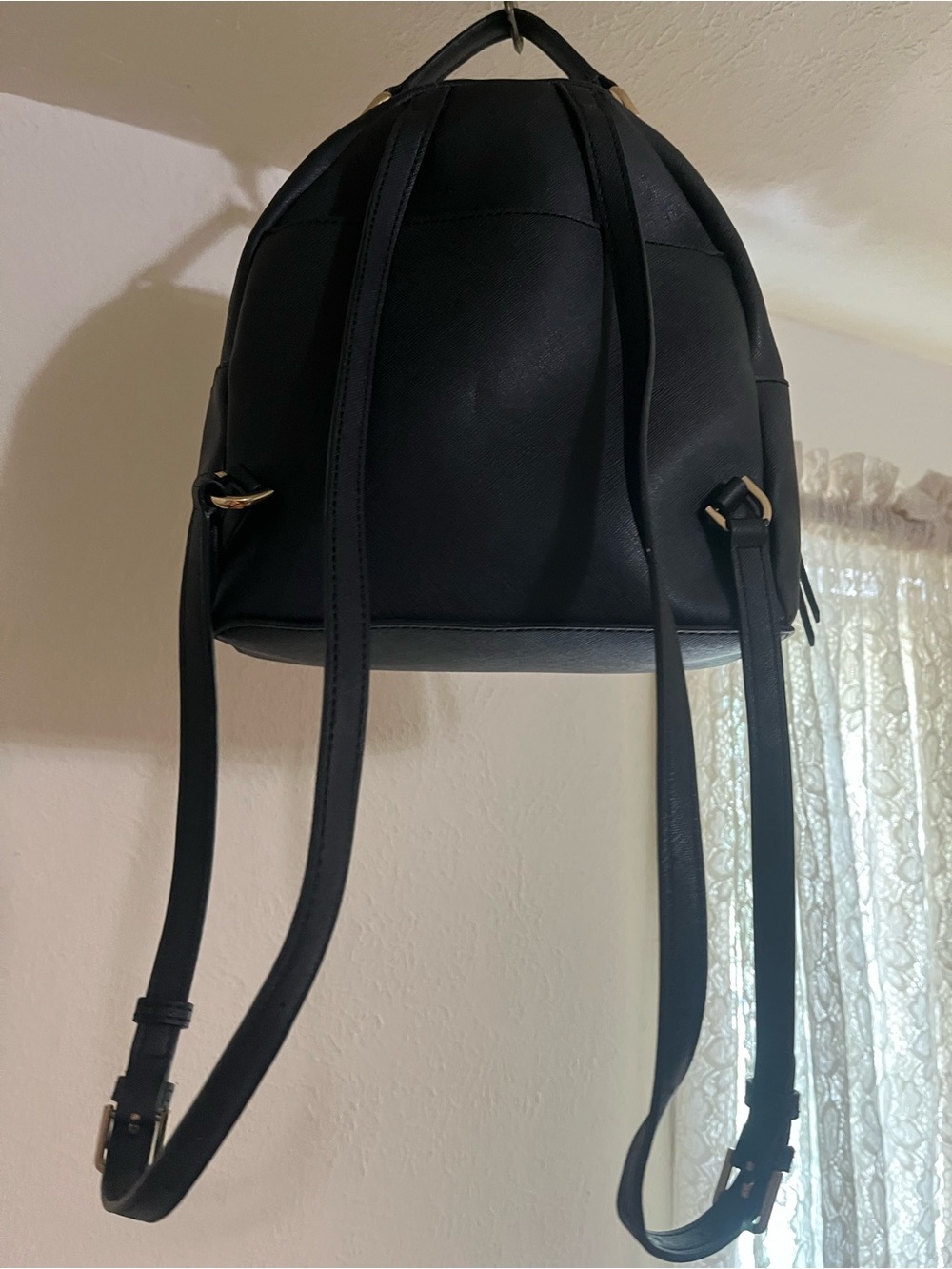 Calvin Klein Black Floral Mini Backpack with Gold Hardware - Picture 3 of 8